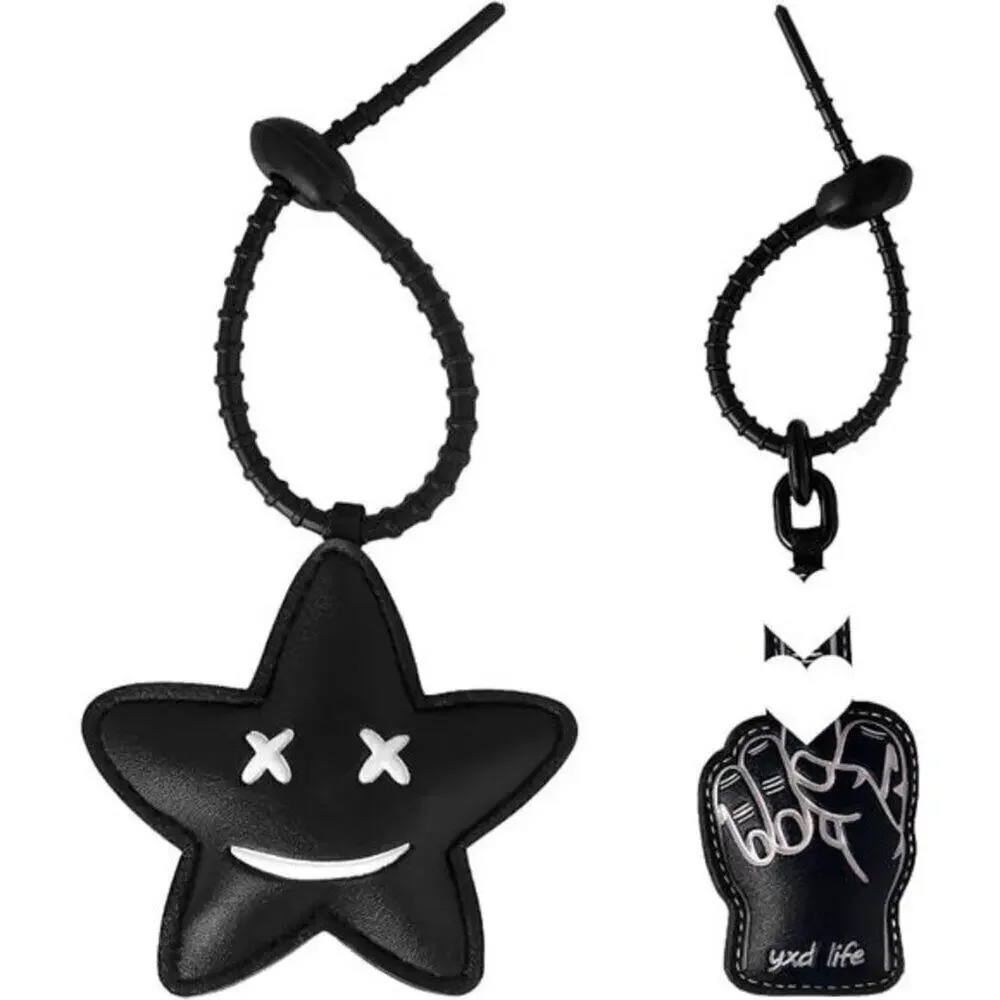 2Pcs Leather Bag Charms for Handbag Funny Black Purse Charms finger Star